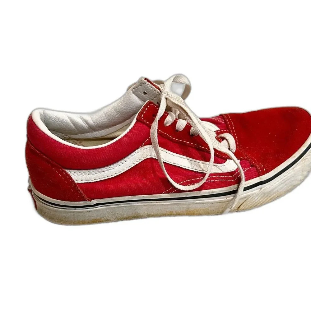 Vans Old Skool Racing Red Suede JV6 Low Top Shoe Mens 6 Womens 7.5
